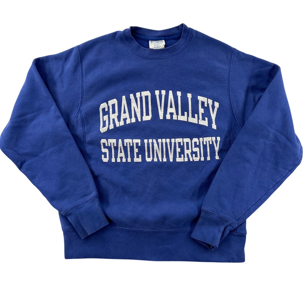 VTG Champion Reverse Weave Grand Valley State University Sweatshirt Blue Small